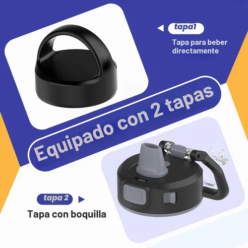 Vista 3 de Kodrine - Botella de agua de vidrio de 20 onzas con popote y 2 tapas para fácil transporte, con asa, funda de silicona y marcador de tiempo, botella