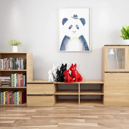 Vista 9 de suruim Colección de estatuas de bulldog francés de lujo, escultura de perro cromada dorada/plateada, estatua decorativa de perro para decoración