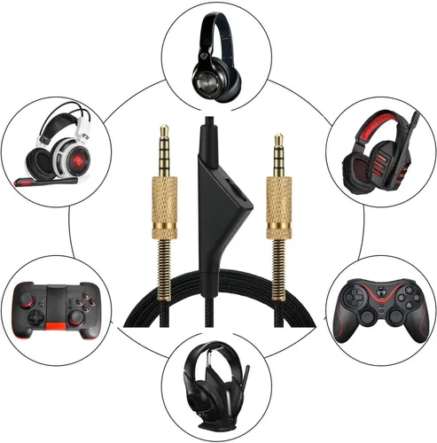Vista 2 de Cable de repuesto para Astro A40 A10, 2.0 M, cable de audio de 6.5 pies, cable auxiliar compatible con auriculares para juegos A10 A40 A40TR