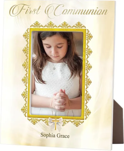 Vista 5 de Fox Valley Traders Marco de bautismo personalizado, 2 líneas de personalización