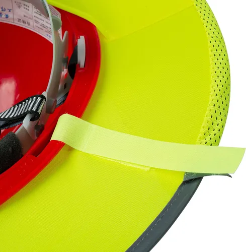 Vista 8 de UNCO - Casco de Sombrero Duro con Protector Solar, 1 Paquete, Amarillo, Visera Completa y Estándar de Malla Reflectante de Alta Visibilidad