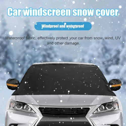 Vista 6 de Augeny Cubierta para parabrisas de automóvil para hielo y nieve, cubierta de nieve para parabrisas de automóvil con cubierta de espejo lateral
