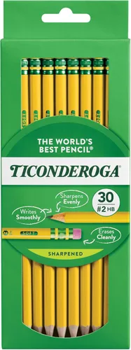 Ticonderoga. - Lápices de grafito #2 HB blando, pre afilados, color amarillo.