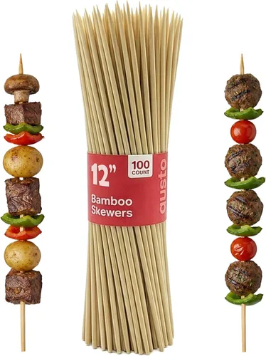 Vista 8 de GUSTO [15 cm - 100 unidades] Brochetas de bambú para shish kabob, parrilla, frutas, aperitivos y cócteles (anteriormente Paquete Comfy)