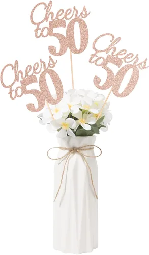 Vista 23 de Gexolenu Cheers to 21, paquete de 10 piezas de centros de mesa de cumpleaños número 21 con purpurina negra de doble cara para mesas, palitos