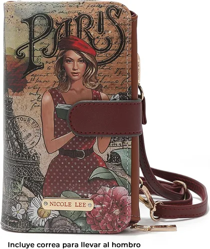 Vista 4 de Nicole Lee Juego de regalo de 2 piezas de accesorios para teléfono (cartera cruzada, reloj de moda de diamantes)