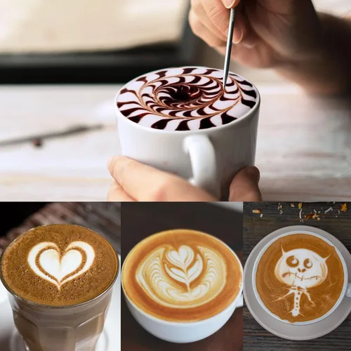 Vista 6 de Jarra de espuma de leche, taza espumadora de leche de acero inoxidable de 12 onzas, jarra de vapor para barra de café, capuchino, accesorios