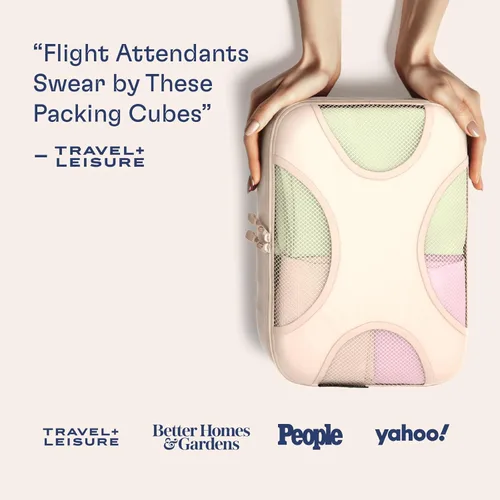 Vista 3 de Shacke Juego de 8 cubos de equipaje para viaje, organizador de equipaje ligero (crema)