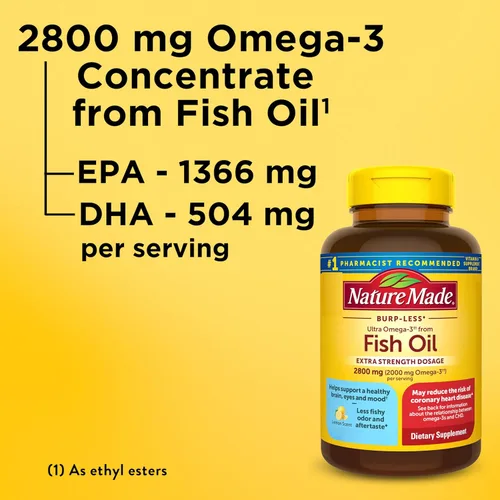 Vista 3 de Nature Made Suplementos de Aceite de Pescado Omega 3 de Fuerza Extra, 2800mg, Suplementos de Aceite de Pescado Omega 3 como Ésteres de Etilo