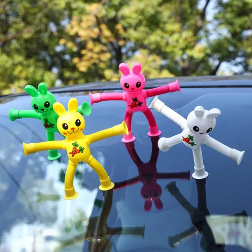 Vista 3 de Limpskys Paquete de 4 juguetes telescópicos con ventosa, conejito de Pascua, rellenos de huevos de Pascua, rellenos de cesta de Pascua, juguetes