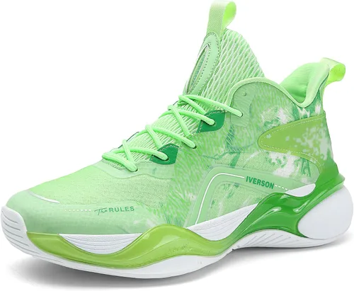 CJSPORX Tenis de baloncesto para hombre, de moda, de caña alta, ligeros, deportivos para atletismo Verde-5