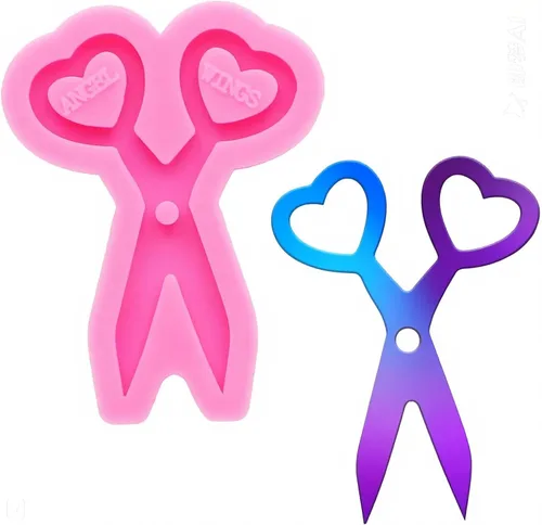 Vista 17 de Molde de resina de silicona con forma de corazón para el día de San Valentín, llavero de resina, molde de fundición de resina para joyería