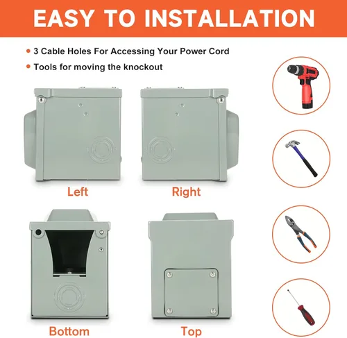 Vista 7 de WELLUCK Caja de toma de corriente de 30 amperios para RV, receptáculo RV de 125 voltios NEMA TT-30R, panel eléctrico exterior cerrado