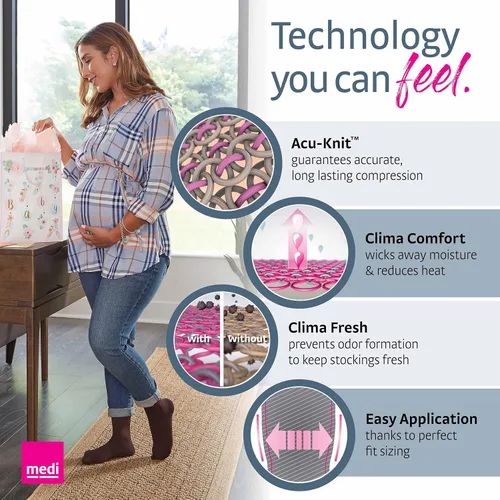 Vista 2 de mediven Plus for Men & Women, 20-30 mmHg – Calf High Compression Socks with Silicone Top Band, Closed Toe Leg Circulation, Opaque Leg Support