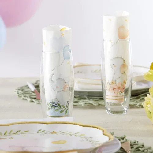 Vista 3 de Kate Aspen Elephant Baby Shower - Servilletas de papel de 2 capas, color azul (juego de 30) Little Peanut, servilletas decorativas gruesas