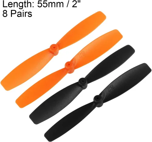 Vista 2 de uxcell Hélices RC 2.165 in CW CCW 2-Paletas Rotores Principales Negro Naranja 8 Pares