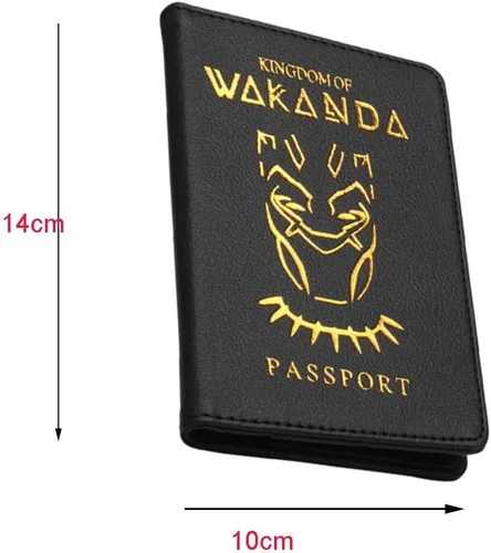Vista 4 de Funda para pasaporte Kingdom of Wakanda - Funda para pasaporte con múltiples ranuras para tarjetas y boletos, F, Cartera con tarjetero
