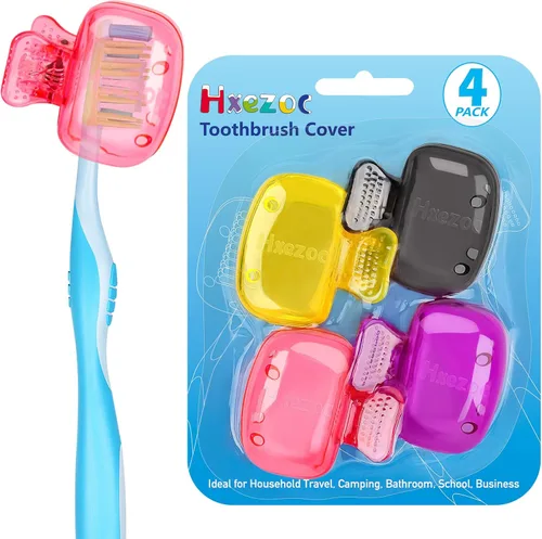 Vista 12 de Hxezoc Paquete de 4 tapas para cepillo de dientes de viaje, protector de cepillo, clip portátil de plástico para el hogar, viajes, negocios