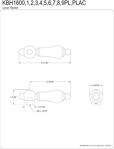 Vista 3 de Kingston Brass KBH1608PL Manija de una pieza para llave fría y caliente para KB1608PL KB1798PLBS 1978PL, níquel cepillado