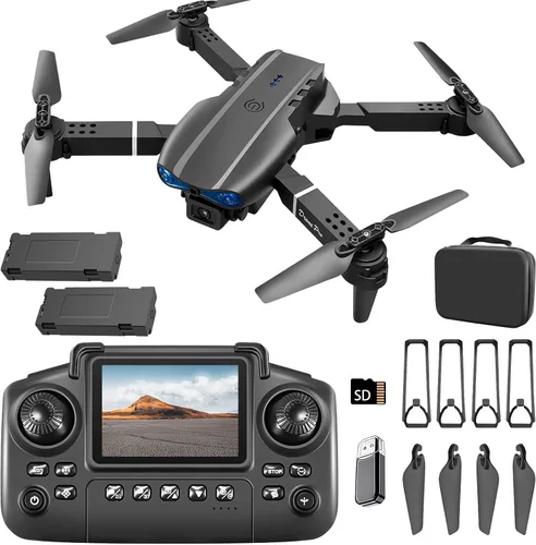 Dron elicci E99 con controlador de pantalla, dos baterías, sujeción de altitud, despegue y aterrizaje con una tecla, evasión activa de obstáculos.