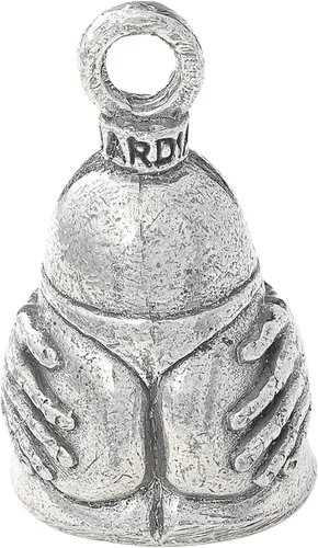 Guardian Bell Campana de buena suerte con llavero y bolsa de regalo negra | Campana de motocicleta | Peltre | Regalo de buena suerte | Campana de