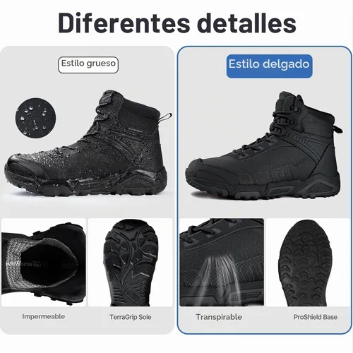 Vista 4 de FREE SOLDIER Botas tácticas impermeables para hombre, botas de trabajo ligeras y cómodas, botas de combate para senderismo