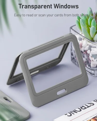 Vista 19 de Uniclife Paquete de 3 Portacarnet Deslizante con Ventanas de Doble Cara Funda Vertical de Plástico Duro Negro Bolsa Protectora de Tarjetas