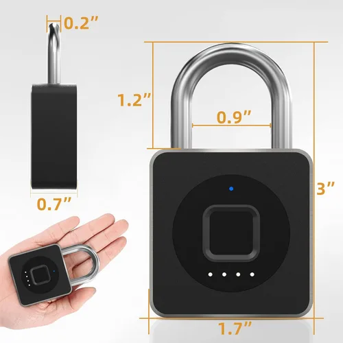 Vista 9 de Pothunder Cerradura de huellas dactilares con aplicación, candado biométrico sin llave de cable de acero, resistente al agua inteligente