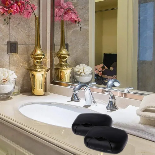 Vista 3 de Contenedor para jabón, estuche portátil para guardar jabón en barra para baño y cocina (negro)