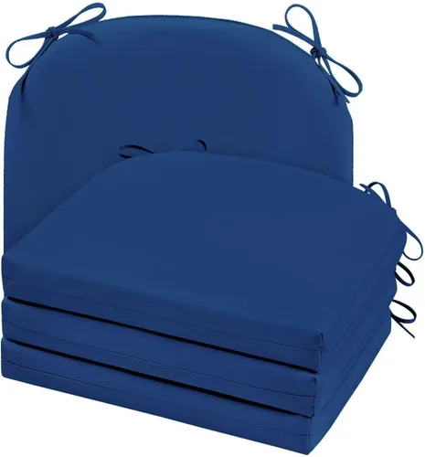 Vista 29 de Cozyide Cojines para sillas de exterior, cojines de asiento de patio impermeables con correas ajustables, cojines cuadrados para sillas de patio