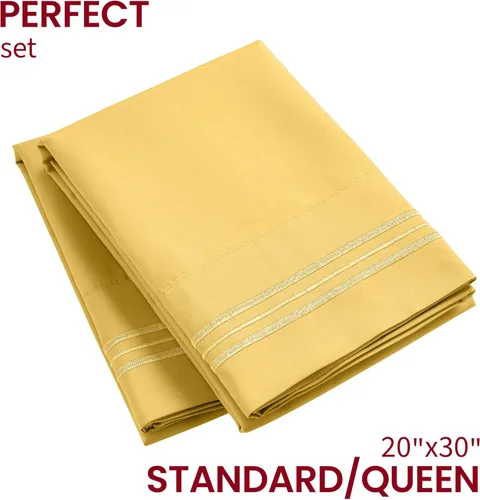 Vista 162 de Mellanni Fundas de almohada de lujo, extrasuaves, refrescantes, fundas de almohada de 2 piezas de la colección Icónica, cierre de sobre