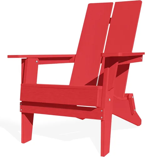 Vista 9 de Silla plegable Adirondack – Plástico HIPS para todo tipo de clima con soporte para tazas – Silla de salón de exterior resistente, ergonómica