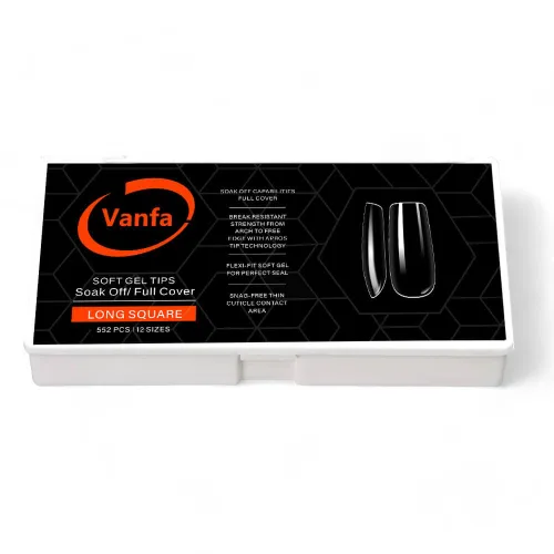 Vista 10 de Vanfa Punta de gel suave para extensiones de uñas, puntas de uñas a presión, puntas de cobertura completa (transparente - almendra mediana)