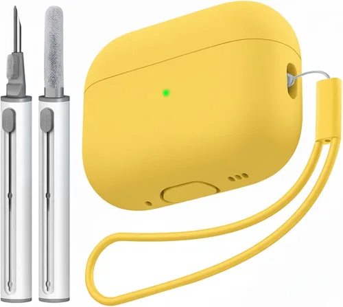 Vista 24 de Compatible con Airpods Pro 2 Case, Funda Protectora de Piel de Silicona Suave con Kit de Limpieza y Cordón Compatible para AirPod Pro de 2ª