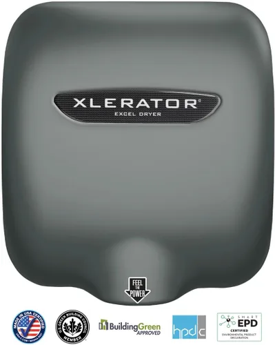 Vista 3 de XLERATOR XL-SP Secador de manos automático de alta velocidad con cubierta gris y boquilla de reducción de ruido 1.1, 12.5 A, 110/120 V (Gris)