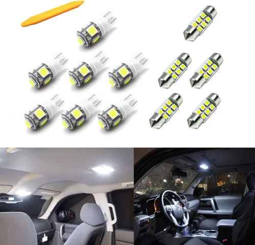 Xotic Tech - 12 luces LED de interior completo para puerta lateral y reposapiés, maletero, área de carga, mapa, cúpula, paquete de bombillas +