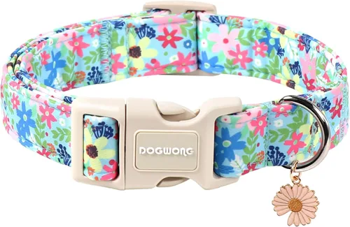 Vista 48 de DOGWONG Airtag Collar de Perro de Algodón y Cáñamo, Collar de Perro Resistente con Soporte para Airtag Tela Natural Verde Collar Lindo para Cachorro