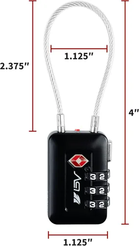 Vista 6 de BV Cerradura de combinación negra, aprobada por la TSA, reiniciable, 1000 posibilidades