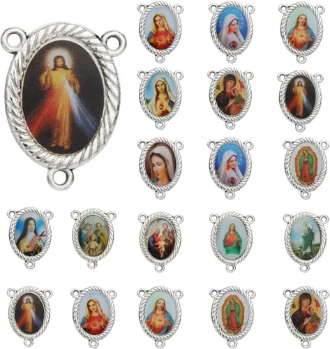 Vista 16 de COTTVOTT San Benito, Medalla milagrosa de Nuestra Señora de Guadalupe para la fabricación de joyas DIY, parte de conexión del centro del rosario