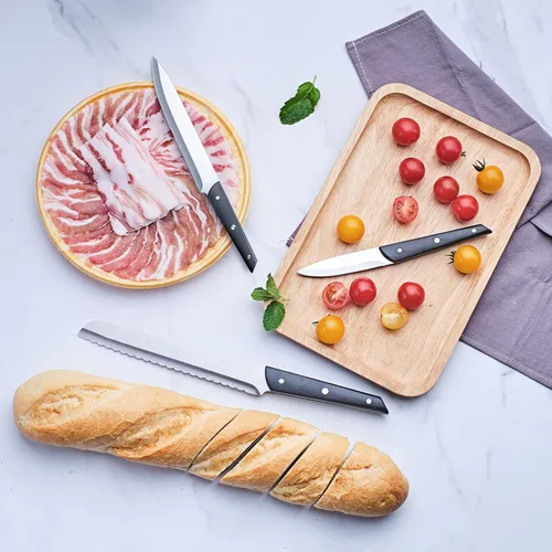 Vista 3 de Knife Set with Block, LapEasy 15 Pieces Kitchen Knife Set with Black Pine Knife Holder, Knife Block Set with Sharpener, High Stainless Steel Knives