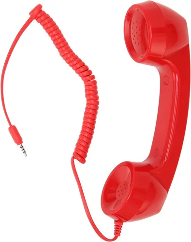 Vista 7 de Jiawu Auricular de teléfono retro vintage, receptor de teléfono celular, micrófono con altavoz para teléfono celular, teléfono inteligente