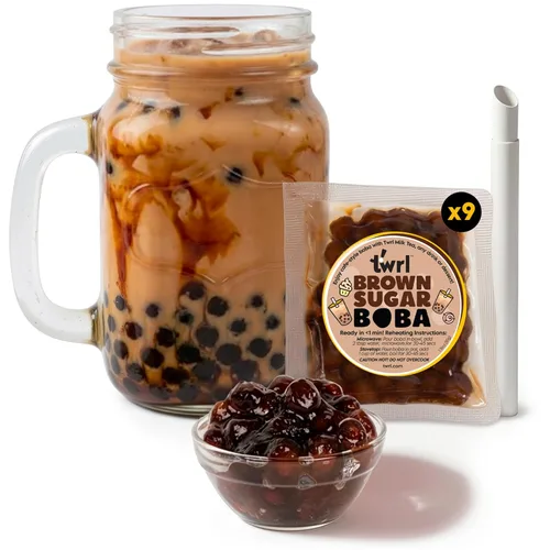 Vista 12 de Twrl - Cobertura de té Boba de burbujas de azúcar morena, perlas de Boba taiwanesas, cobertura de tapioca estilo café, instantáneo, perfecto para té