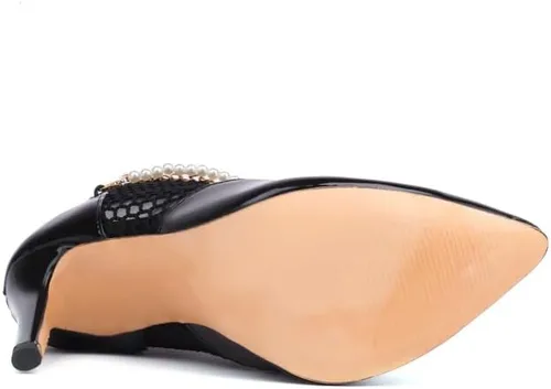 Vista 7 de SEIFIN Botines de tacón de aguja con cordones de malla para mujer