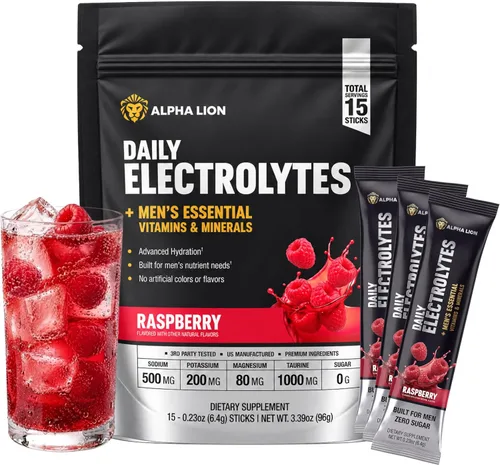 ALPHA LION Paquetes diarios de electrolitos en polvo para hombres