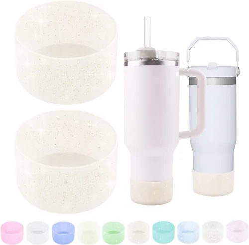 Vista 9 de WORBSS Paquete de 2 fundas de silicona con purpurina Aqua para botas Stanley Cup de 40 oz, accesorios para Hydro Flask de 18-24 oz y más, protector