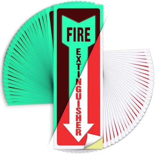 Vista 9 de Letreros de extintor de incendios, calcomanías de señal de seguridad, paquete de 4 unidades, 4 x 12 pulgadas, vinilo de 5 mil, colores rojo y blanco
