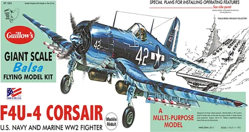 Vista 2 de Guillow's Vought F4U-4 Corsair Kit de modelo, azul marino