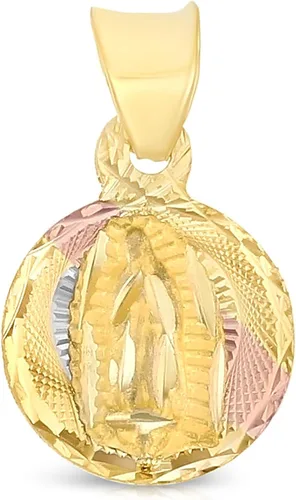 Vista 3 de Ioka Colgante de oro de 14 quilates con corte de diamante de Nuestra Señora de Guadalupe con collar de cadena de San Valentín de 0.059in