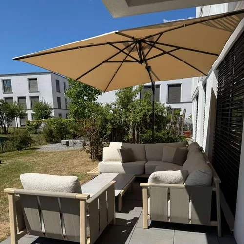 Vista 67 de PURPLE LEAF Sombrilla de Patio de 8 Pies para Exteriores Sombrilla Cantilever Cuadrada de Aluminio Sombrilla Offset con Rotación de 360 Grados