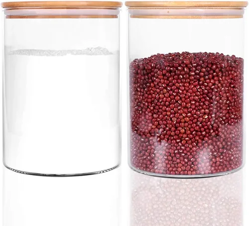 Vista 7 de Recipientes de almacenamiento de arroz de vidrio, tarros de comida de cocina de 60 onzas líquidas con tapa hermética, recipiente transparente